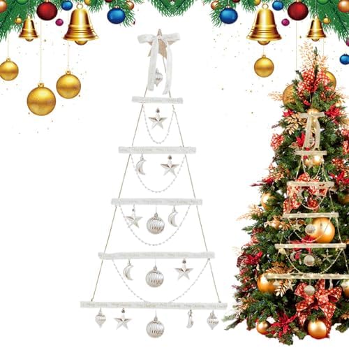 Christmas Tree Wall Ladder Type | Wooden Christmas Tree with LED ...