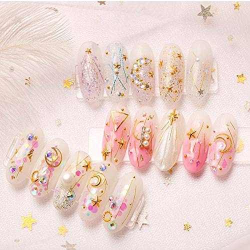 IKAAR 2 Box Nagel Kunst Strass, Mix Größe Nagel Perlen Glitter Strass Stein Gold Metall Ohrstecker Unregelmäßige 3D… – Bild 7