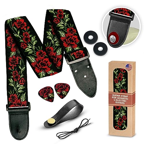 Art Tribute Guitar Strap For Acoustic, Electric and Bass Guitars, Adjustable Padded…