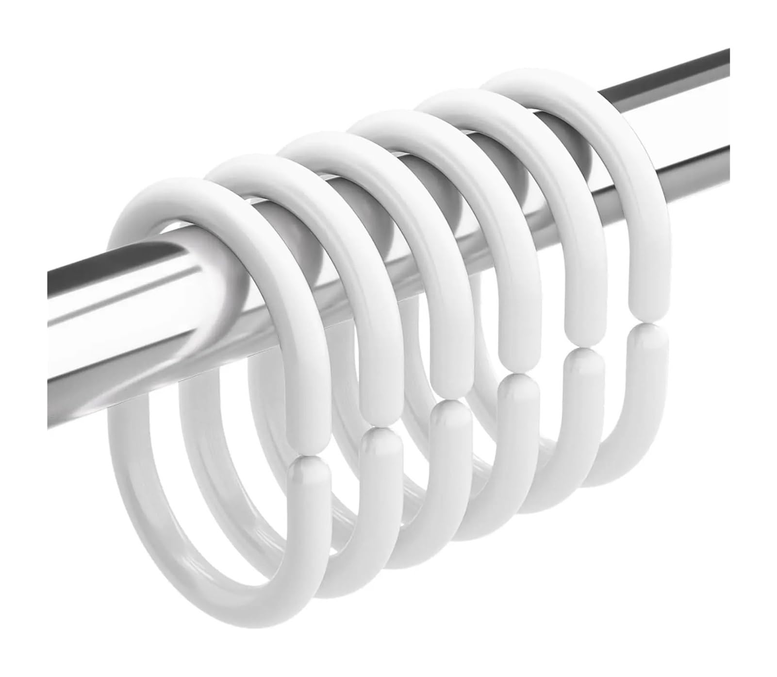Pexlor White 12 Packs C-Shape Plastic Shower Curtain Hooks Rings For Bathroom Rod, Window Hanger(White)