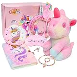 Cherry Tale Unicorn Gifts for Girls Age 6-8, Kids Unicorn Toys Set with Plush Diary Headband Eye Mask Christmas Birthday Gifts for Little Girls Age 4 5 6 7 8 9 10