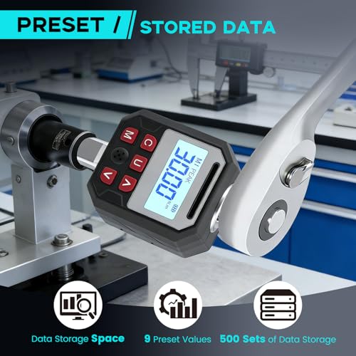 Digitaler Drehmomentadapter 1/2 Zoll, 17–340 Nm Drehmomentschlüssel-Adapter mit 3/8\ & 1/4\ Aufnahme, LCD-Display, LED & akustischem Alarm, für Fahrrad Motorrad Auto Reparatur