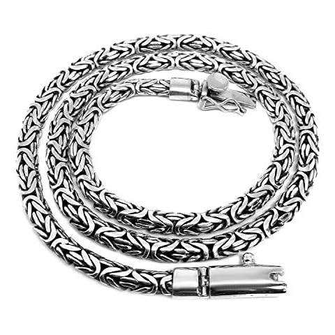 INSPIRING JEWELLERY UNISEX 925 Sterling Silver Bali Byzantine Oxidised Chain Necklace 4 mm Thick 18" 20" 24" inches Long (20) Cover
