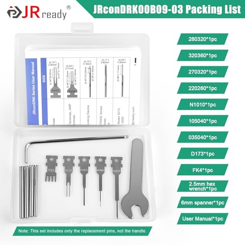 Image of JRready JRconDRK00B09-03 Upgraded Replacement Tips for Pin Removal Tool 9PCS Pin Extractor Tool Tips Terminal Removal Tool Kit for TE /AMP Molex Harting Connectors & More