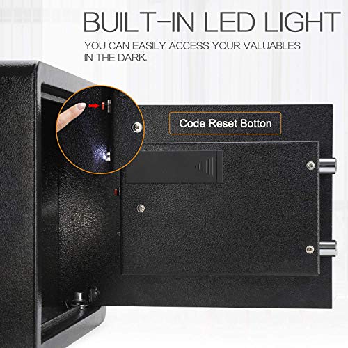 TIGERKING Digital Security Safe Box for Home Office Hotel-Double Safety Key Lock and Password, Steel Home Safes, 1.2 Cubic Feet