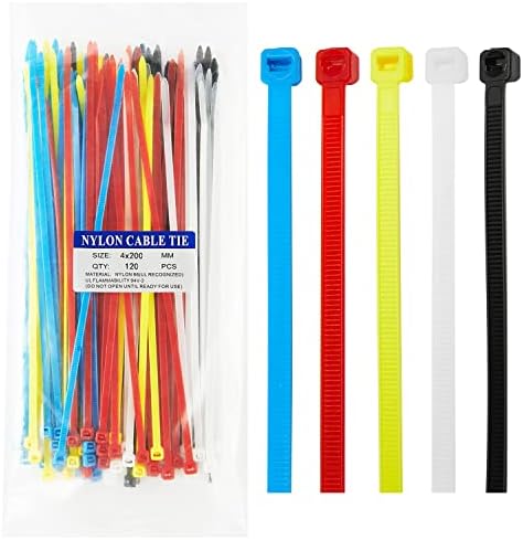8 inch 240 PACK Multi-Purpose Cable Ties, 40lb UV Resistant Nylon Zip Wire Tie, Self-Locking Tie Wraps for Indoor and Outdoor, Multicolored