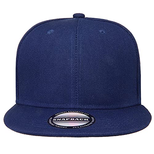 Image of Classic Snapback Hat Cap Hip Hop Style Flat Bill Blank Solid Color Adjustable Size