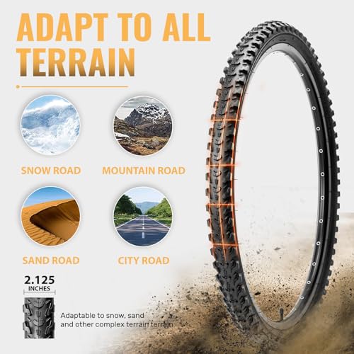Hycline Mountain Bike Tires Set: 2-Pack 20/24/26×2.125 Inch
