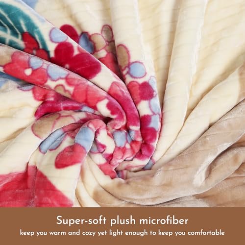 Image of Signature Aadhira Luxuriously Super Soft Double Ply Faux Mink Blanket - Heavyweight 4.5kg for Ultimate Winter Warmth 220x240CM 4.5Kg (Blossom Drift)
