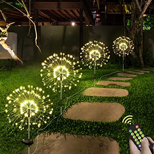 MIDDIA Solar Firework Garden Lights Outdoor Waterproof for Pathway Lawn Yard Decorations, Outside Sparkles Flowers Night Light, Wedding Party Holiday Christmas Decorative Lights with Remote by MIDDIA - Used condition - US$16.33