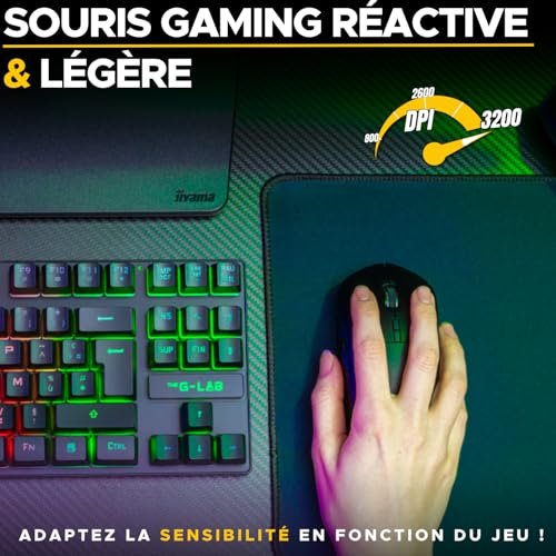 The G-Lab - Combo Oxygen EX - Set di tastiera e mouse wireless Gaming con LED RGB - Tastiera Gaming wireless in formato TKL, Layout spagnolo e mouse da gioco wireless, 3200 dpi - PC/PS4/PS5 - Nuovo - Tastiera gaming - Immagine 4