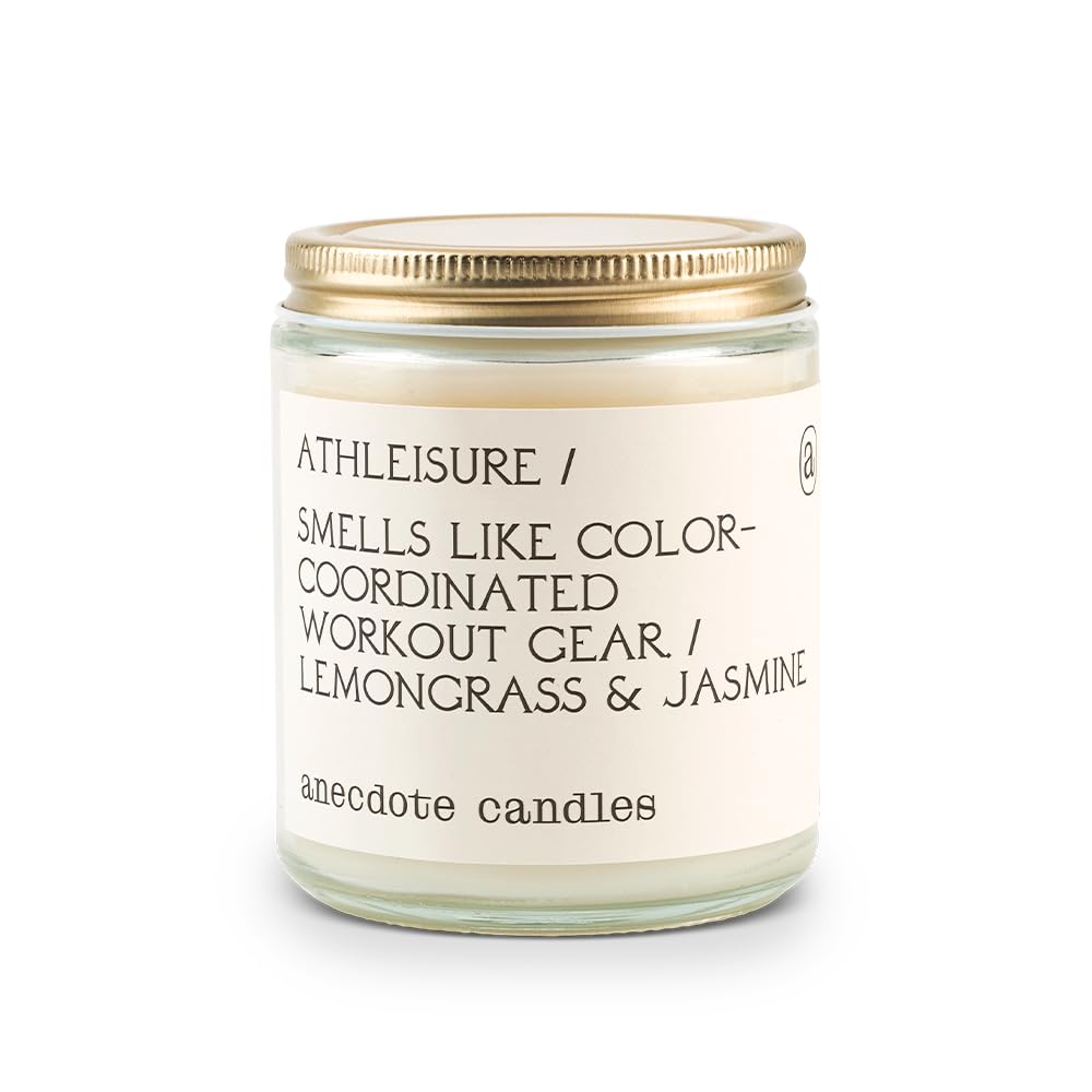 Anecdote 'Athleisure' Coconut Soy Wax Candle Jar | Premium Hand Poured & Long Burning | Lemongrass & Jasmine Scent | Phthalate-Free | for Home, Office, Gift - 7.8 Oz