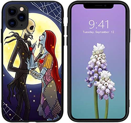 JOYLAND Nightmare Night Phone Case for iPhone 13 Pro Max Black Soft Liquid Silicone Rubber Horror Ghost Before Christmas Case with Microfiber Linin Slim Bumper Case for iPhone 13 Pro Max