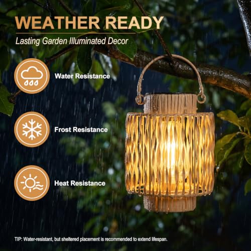 EXYGLO 2 Pack Solar Lanterns Outdoor Light, Waterproof Hanging Solar Lights for Outside, Outdoor Lanterns for Yard Garden Porch Patio Pathway, Decorative Birthday Gifts for Women Mom - image 5