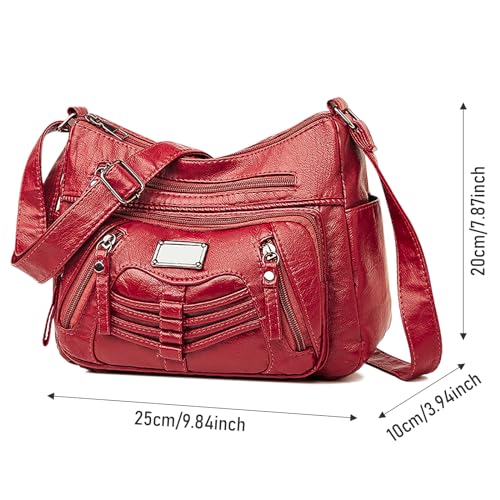Image of WITERY Crossboby Bag for Women - Soft PU Leather Multi-Pocket Shoulder Bag Handbag with Adjustable Strap