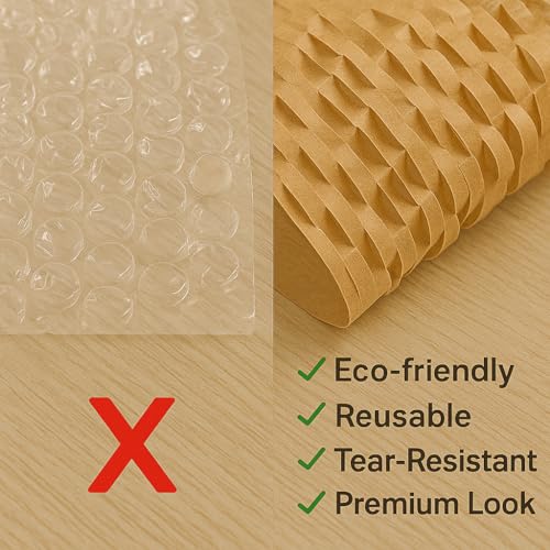 Image of SECUREMENT Honeycomb paper bubble wrap roll | Paper Bubble Wrap Roll for Packing, Shipping, Moving | Ecofriendly Paper Bubble Wrap | Expandable (12 inch x 100 Metre) - 3 Rolls