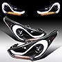 AUTOZENSATION Compatible with 2012-2017 Hyundai Veloster Black LED Projector Headlights W/Sequential LED Signals Lights L + R Pair Headlamp