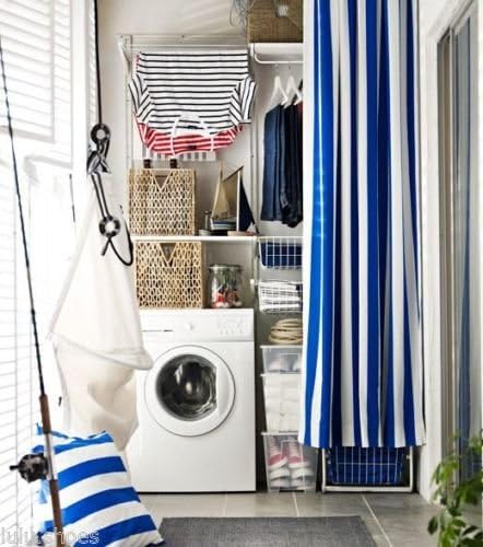 Miniatura 3 de HomeBuy Tela a rayas azules blancas - Sofia Stripes Cortina Material de tapicería 55.1 in de ancho