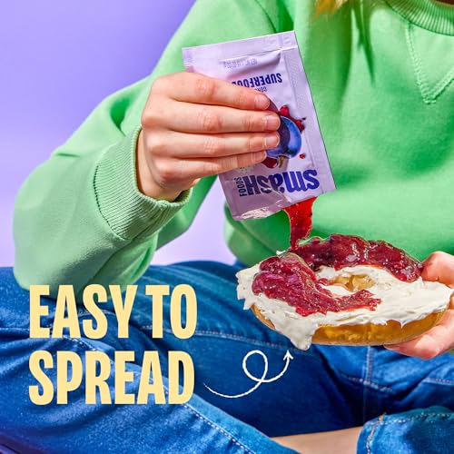 Image of Smash Foods Grape Jam Squeeze Packets | 10 Single Serve | Natural, Keto & No Sugar Added | Vegan & Upcycled Fruit Spread | Low-Calorie, Superfood Snack