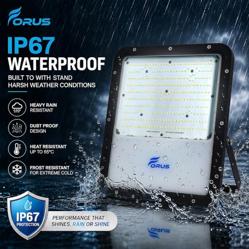Image of Forus 250W LED Flood Light Outdoor, IP67 Waterproof Wall Mounted Outside Light, High Bright Daylight White LED Flood Light for Parking, Society, Industrial & Flood Lighting with 4 Years Warranty -1 Pc