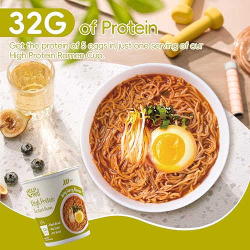 Image of VOLO VERO High Protein Instant Ramen Noodles Cup, Spicy Curry, 32g Protein