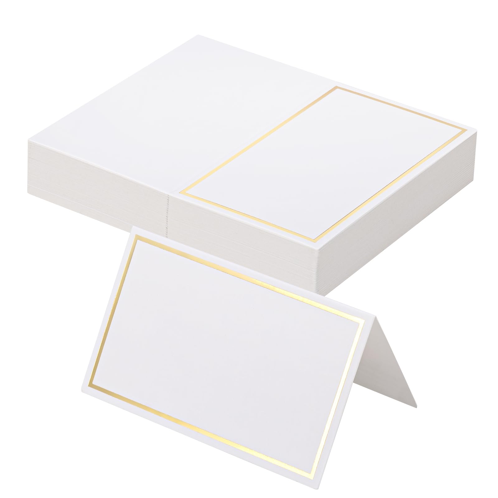 Bordure Dorée élégante 50 Marque-places Rectangulaires Pour Mariage - Cartes De Nom Avec Bordure Dorée - Pour Anniversaire, Baptême, Communion Ou Fête Carte Nom Table élégante