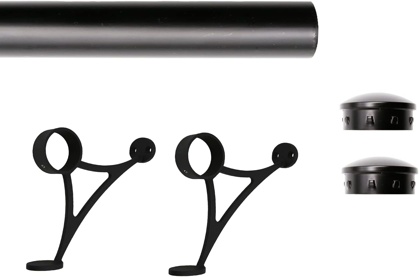 Top Hardware Solid Bar Mount Foot Rail Kit, Matt Black