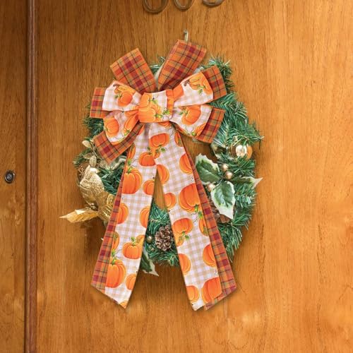 2 Pcs Imitation Fabric Lightweight Thanksgiving Theme Fall Bows for Wreaths - image 4