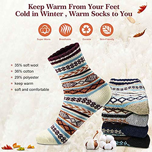 Image of MORECOO Socks for Women - Christmas Gifts for Women - Stocking Stuffers - Thick Wool Soft Warm Cozy Crew Womens Socks