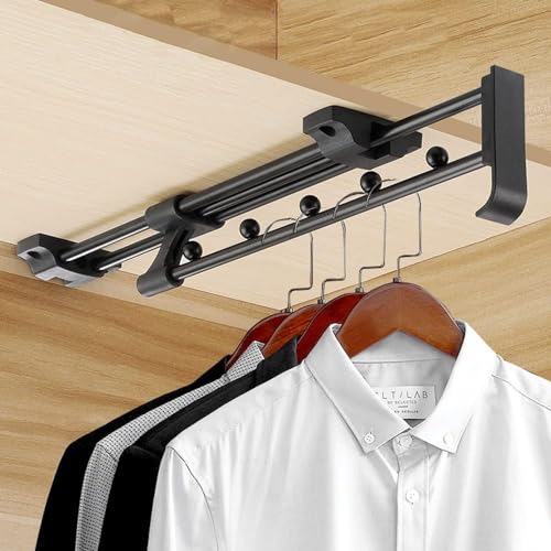 Perchero de ropa extraíble riel deslizable y extensible de armario 4