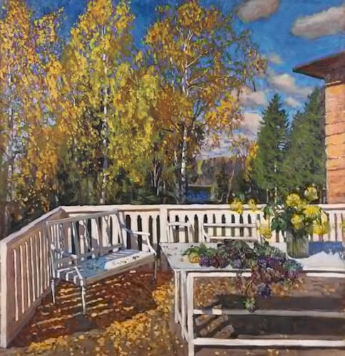 Art Reproduction Impression d'affiches Stanislav Joukovski Terrasse en automne grand format 60x90