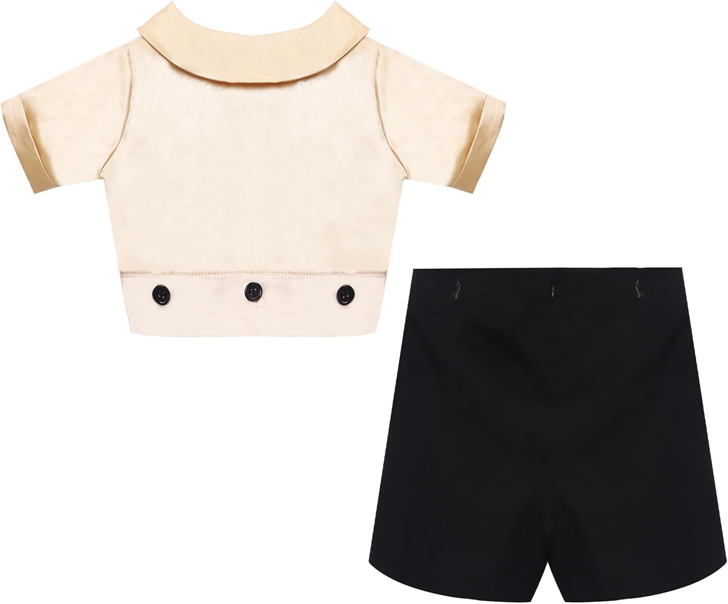 Hansber Baby Boy Formal Suit 2-piece Summer Outfit Satin Shirt with Shorts Easy Change Birthday Party Clothes Apricot 12-18 Months