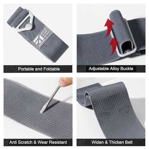 Image of 2-in-1 Adjustable Luggage Strap for Suitcases Carry On Bag Elastic Travel Belt with Alloy Buckle for Luggage Over Handle Add a Bag Hands-Free Airport Travel Trips Accessories Gray
