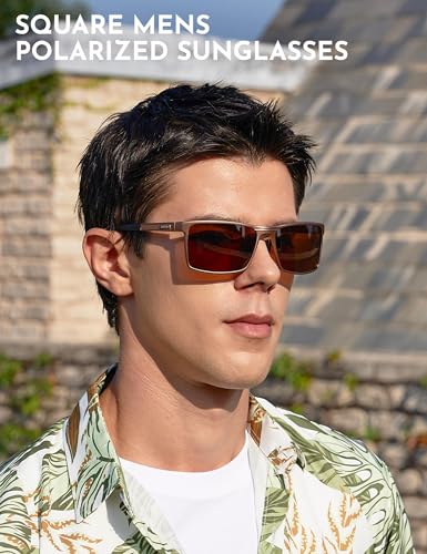 Image of BIRCEN Polarized Anti-Glare Sunglasses for Men: Lightweight Metal Wrap around Sun Glasses UV Protection for Driving Fishing