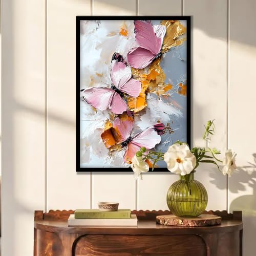 Image of PAINTINGMANTRA Butterfly Floral Framed Wall Art Painting For wall decoration | Multicolour Butterfly Poster with frame for living room, bedroom, home and Office, 10x13 Inch