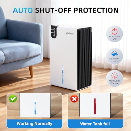 Image of 98 OZ Small Dehumidifier for Home 1000 Sq Ft, Quiet Dehumidifier with Drain Hose, Auto Shut-Off, Sleep Mode, 7-Color Light for Basement, Bedroom, Bathroom, Closet, RV (Cream Black)