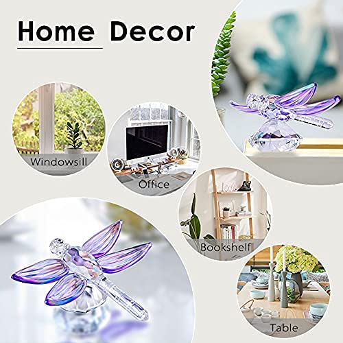 H&D HYALINE & DORA Standing Crystal Dragonfly with Diamond Ornament,Glass Animal Figurines Collectibles,Crystal Souvenir