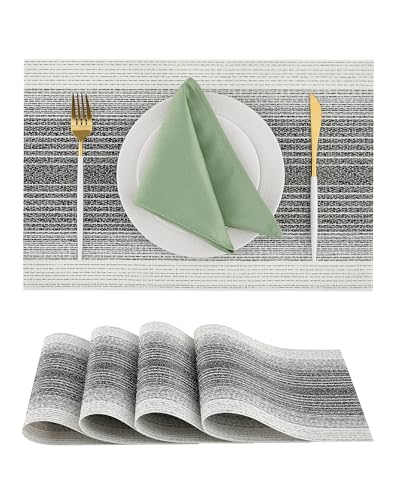 Image of Leetaltree Woven Vinyl Placemats Set of 4,Black& White