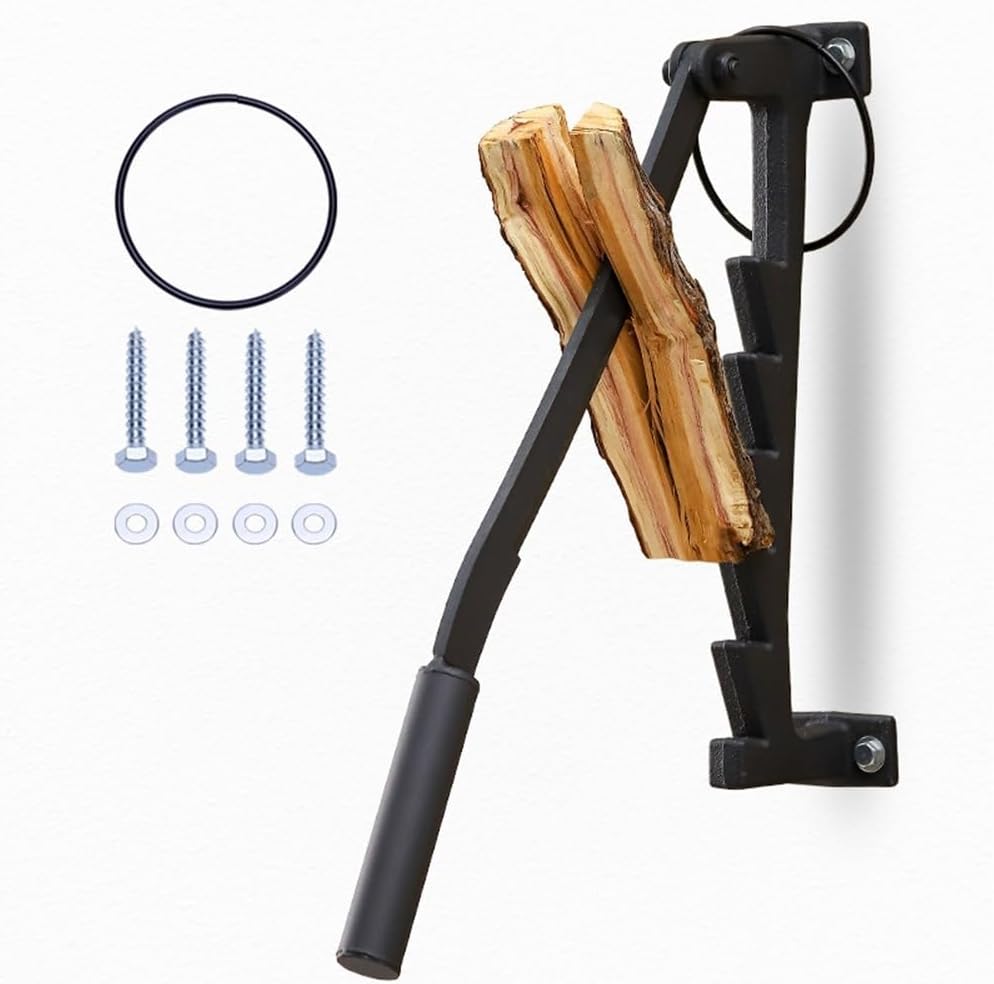 Wall Mounted Metal Kindling Splitter, Portable Manual Wood Splitter with Secure Ring, Heavy Duty Log Splitters for Soft Wood Indoor or Outdoor
