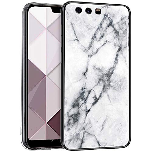 Urhause Cover Compatible with Huawei P10 Plus Case Glossy Glitter Marble Mirror Case Clear Sparkle Bumper Hard Cover Soft TPU Edge Silicone Skin Cover Shiny Bling Anti-Scratch Shockproof Cover,White