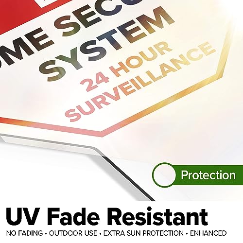 Image of Protected by Home Security System Sign, 11x21, Heavy Duty Integrated Ground Stakes, Indoor /Outdoor Use, Rust Free Aluminum Composite, Made in USA by My Sign center