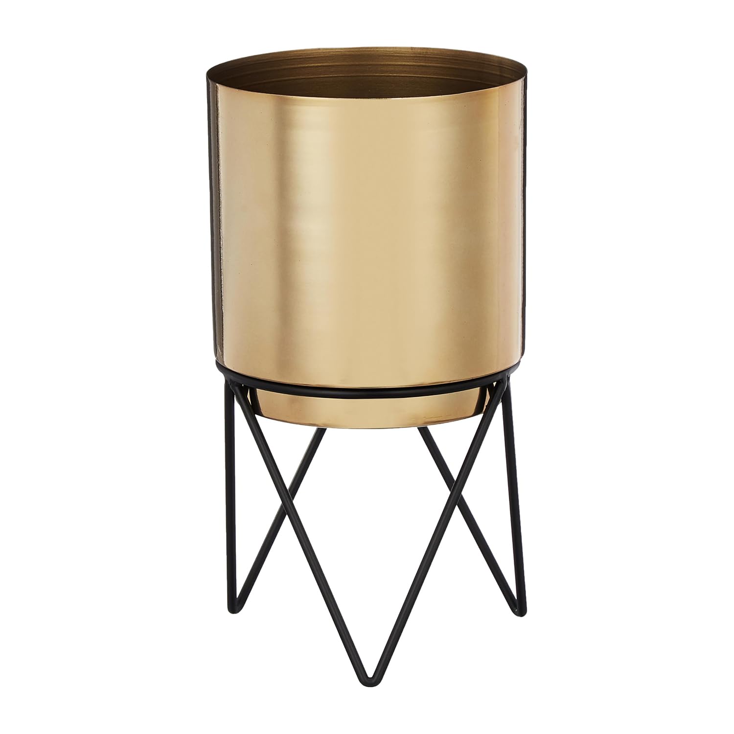 amazon basics Metal Planter with Stand | Suitable for Living Room and Bedroom Décor (Gold)-image-49