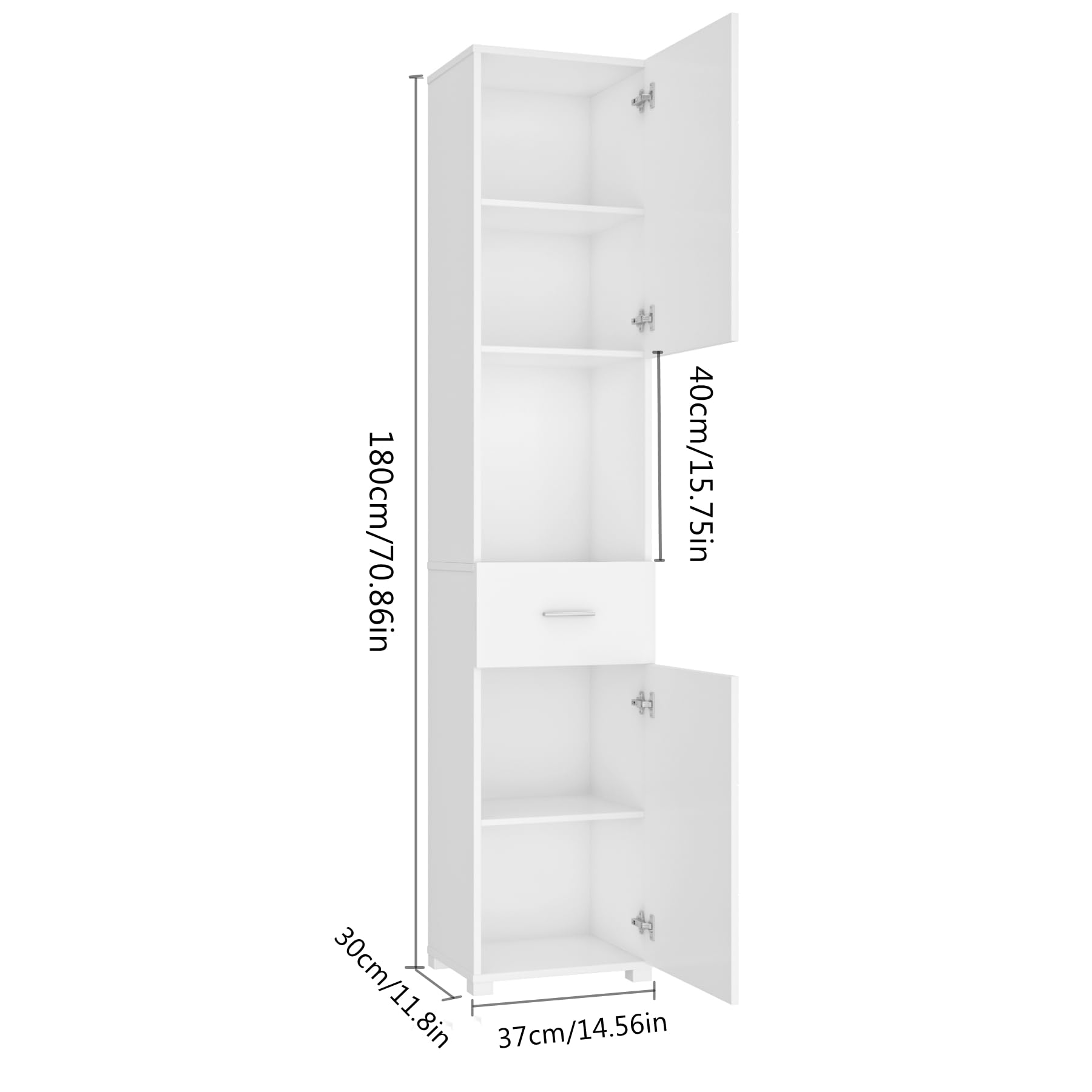 FOREHILL Badmöbel Set weiß, 3 Teile, mit Waschbeckenunterschrank, Hochschrank, Spiegelschrank