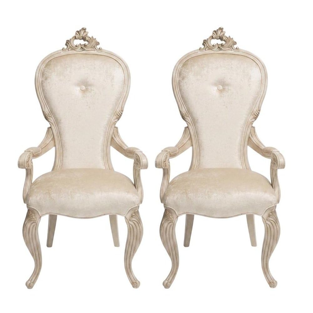 Beige Dining Arm Chair Set of by Starlight Canyon Home – 24.25 x 28 x 49 inches, Wood, Beige, Pack of 2
