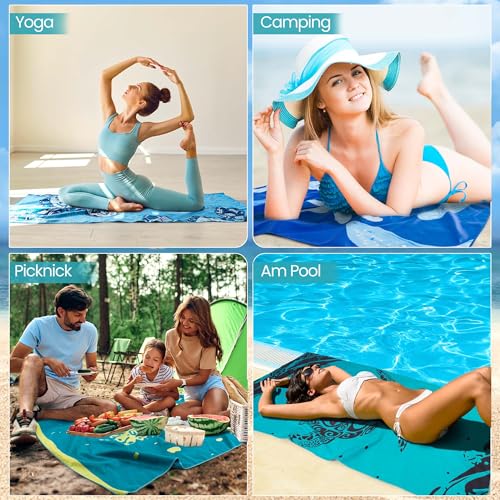 Aonext Strandhandtuch Groß, Mikrofaser Handtuch 100x200cm, Strandtücher Sandfest, Kompaktes und Schnelltrocknendes Saunatuch XXL, Reisehandtuch für Strand, Gym, Travel, Strand, Sauna