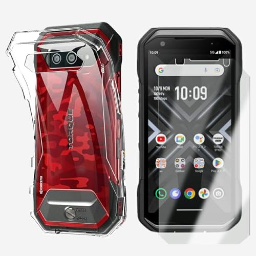 For TORQUE G06 KYG03 京セラ トルク G06 KYOCERA 【液晶保護フィルム・TPU セット】 衝撃吸収 2Dソフト保護フィルム 4層構造 + TPU素材 ソフトケース(フィルム:クリア,ケース:クリア)