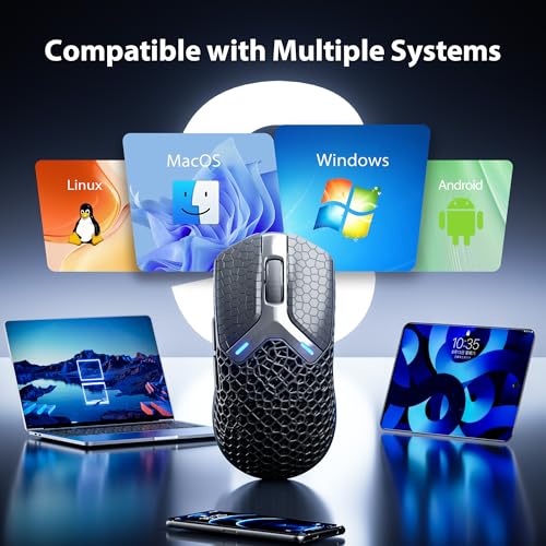 Image of INPHIC 3D Printed Wireless Gaming Mouse Tri-Mode, 30000 DPI 8000Hz Ultra-Responsive, 75g Lightweight, 30 Days Battery Life, 2.4G /BT5.0 /Wired, 6 Programmable Macro Keys