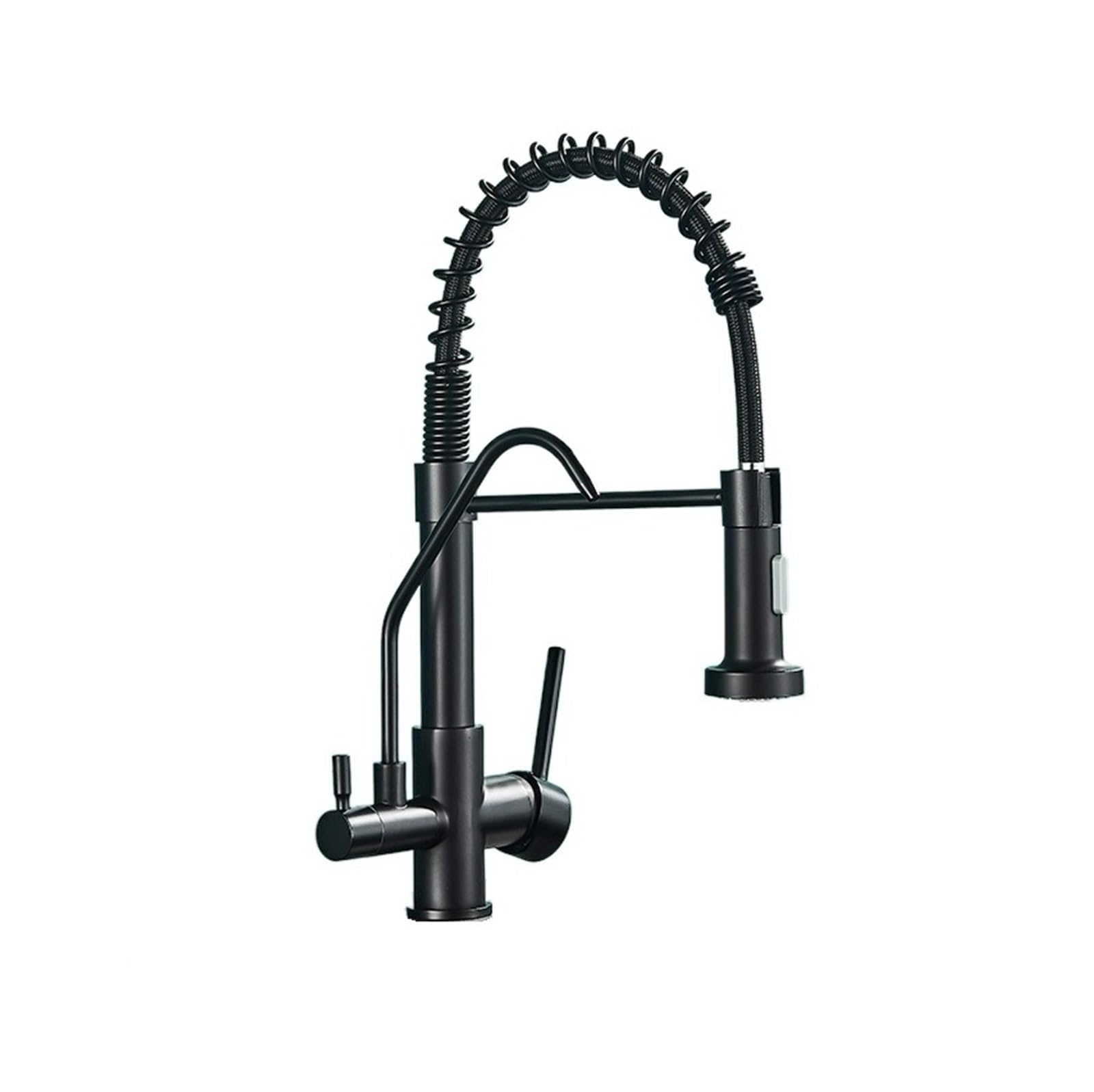 BHFPFZA Matte Black Kitchen Faucet Water Filter Purifier with Dual Sprayer Easy Install Drinking Tap Mixer for Sink - pe B