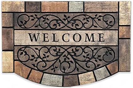 Entrance Floor Mat Indoor Outdoor Doormat, Door Rugs for Entryway, Front Entrance Welcome Mat, Semicircle Door Mat,Machine Washable Low-Profile for Entrances, Garages, Patios, High Traffic Areas