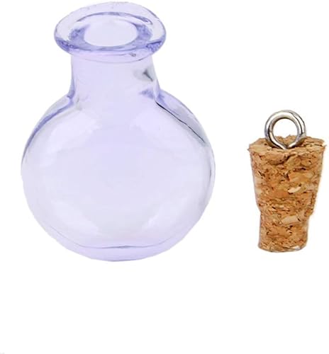 Miniatura 4 de Milisten Botellas pequeños frascos de vidrio 10 piezas mini botellas de vidrio frasco plano redondo botellas de deseos colgantes colgantes lindos